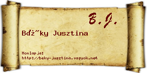 Béky Jusztina névjegykártya